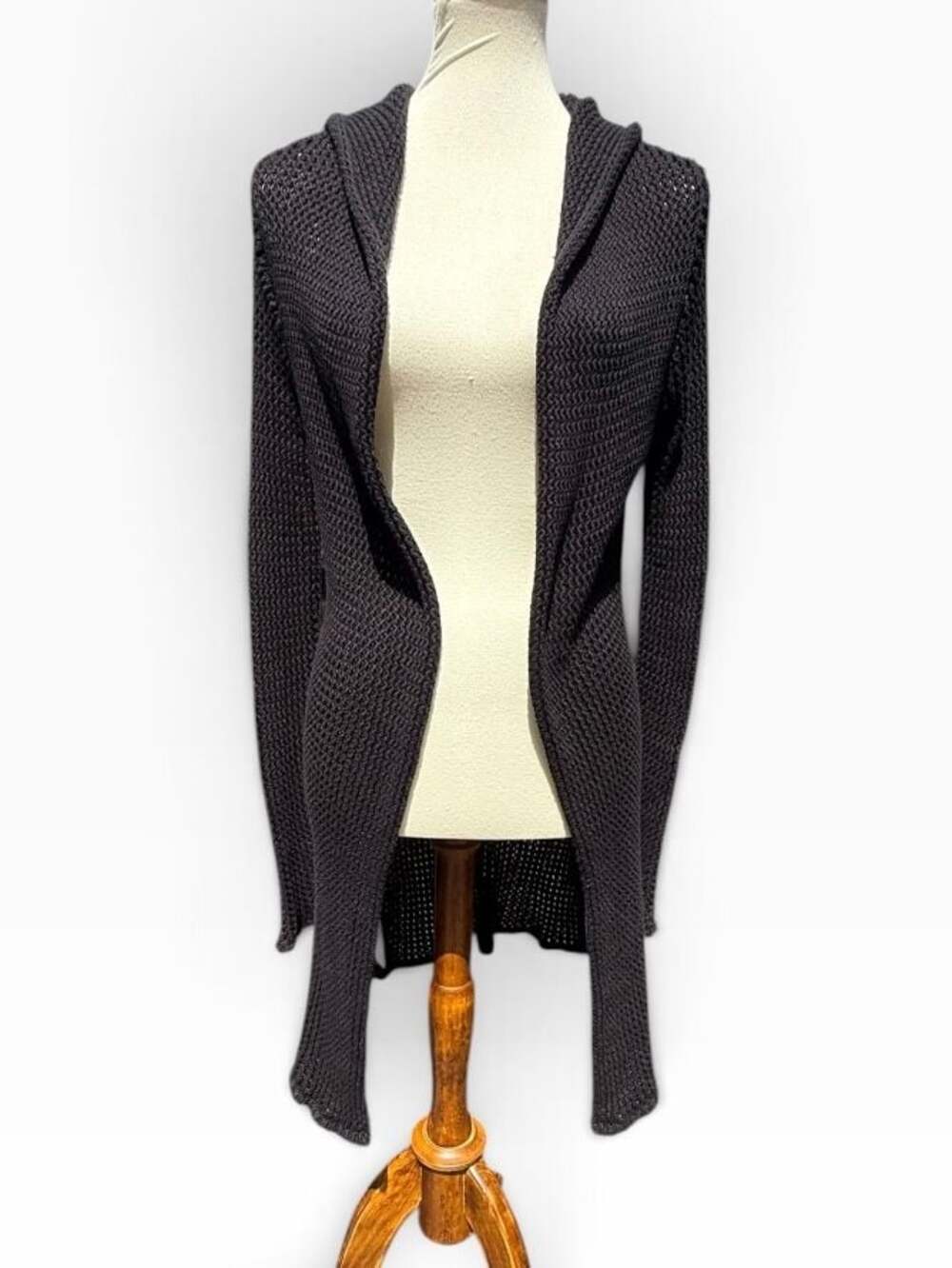 Sweet Romeo Black Open Front Long Sleeve Hooded Cardigan S